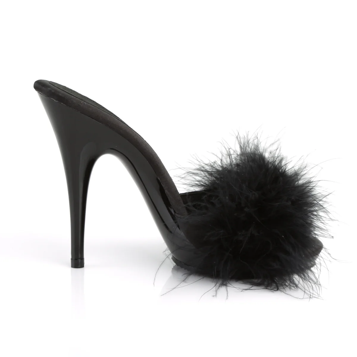 Black Satin 5 Inch Bedroom Shoes - Fabulicious POISE-501F - Image 5