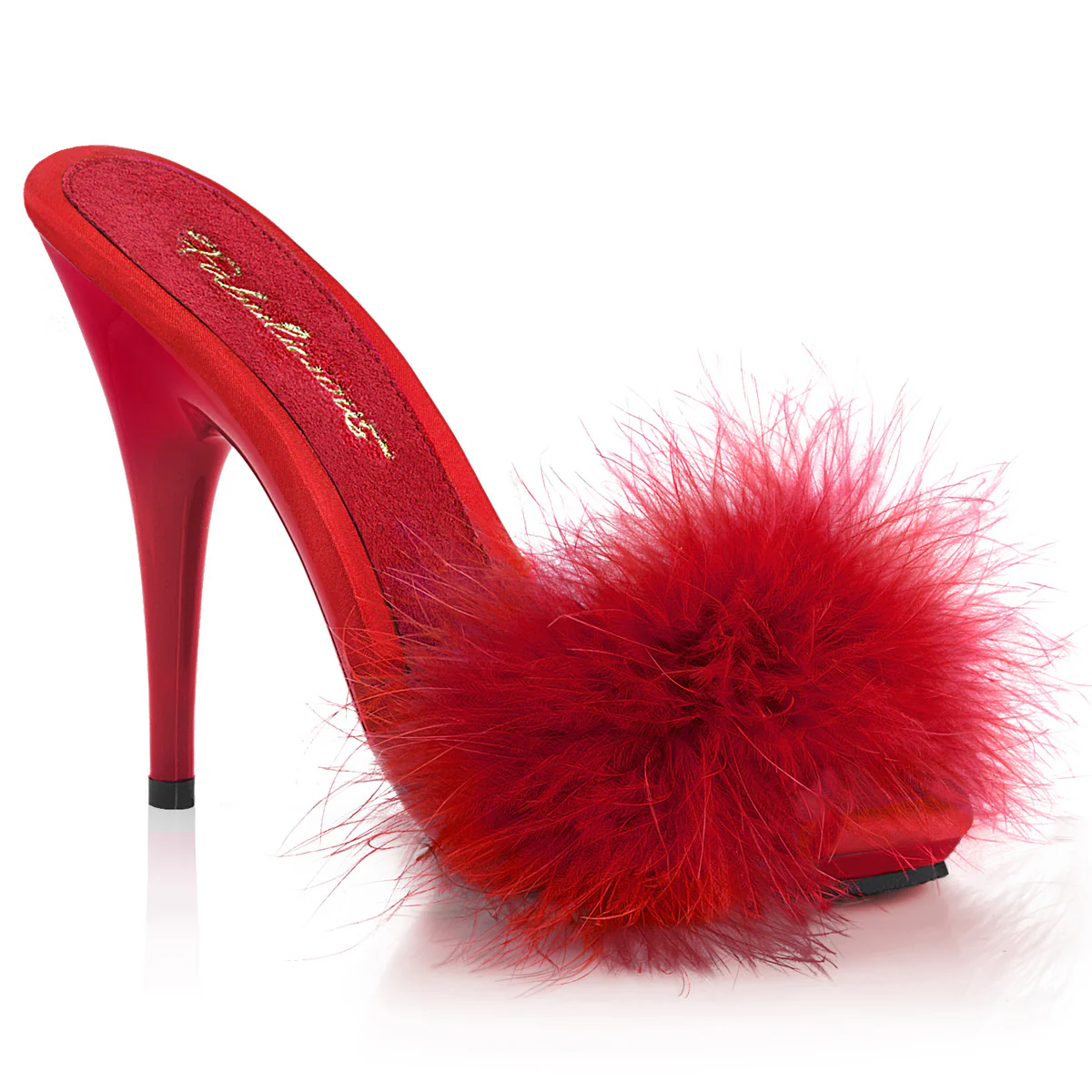Red 5 Inch Bedroom Shoes - Fabulicious POISE-501F