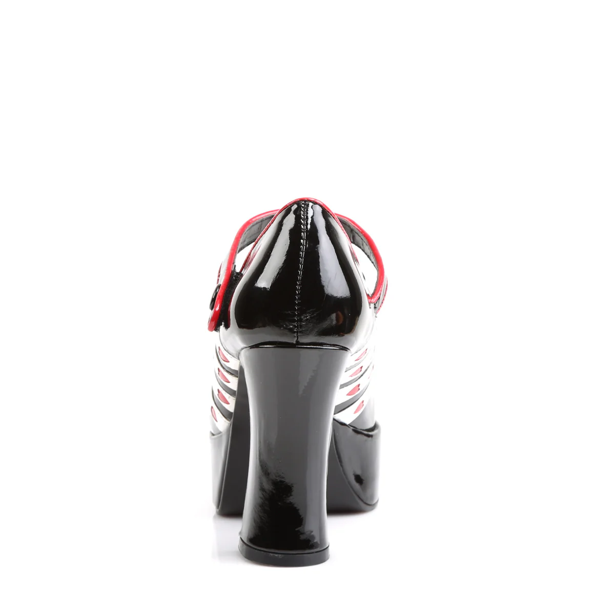 QUEEN-55 Pleasers Funtasma 4" Heel Black-White-Red Women's Sexy Shoes - Image 4