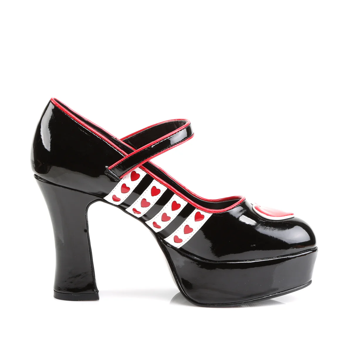 QUEEN-55 Pleasers Funtasma 4" Heel Black-White-Red Women's Sexy Shoes - Image 5