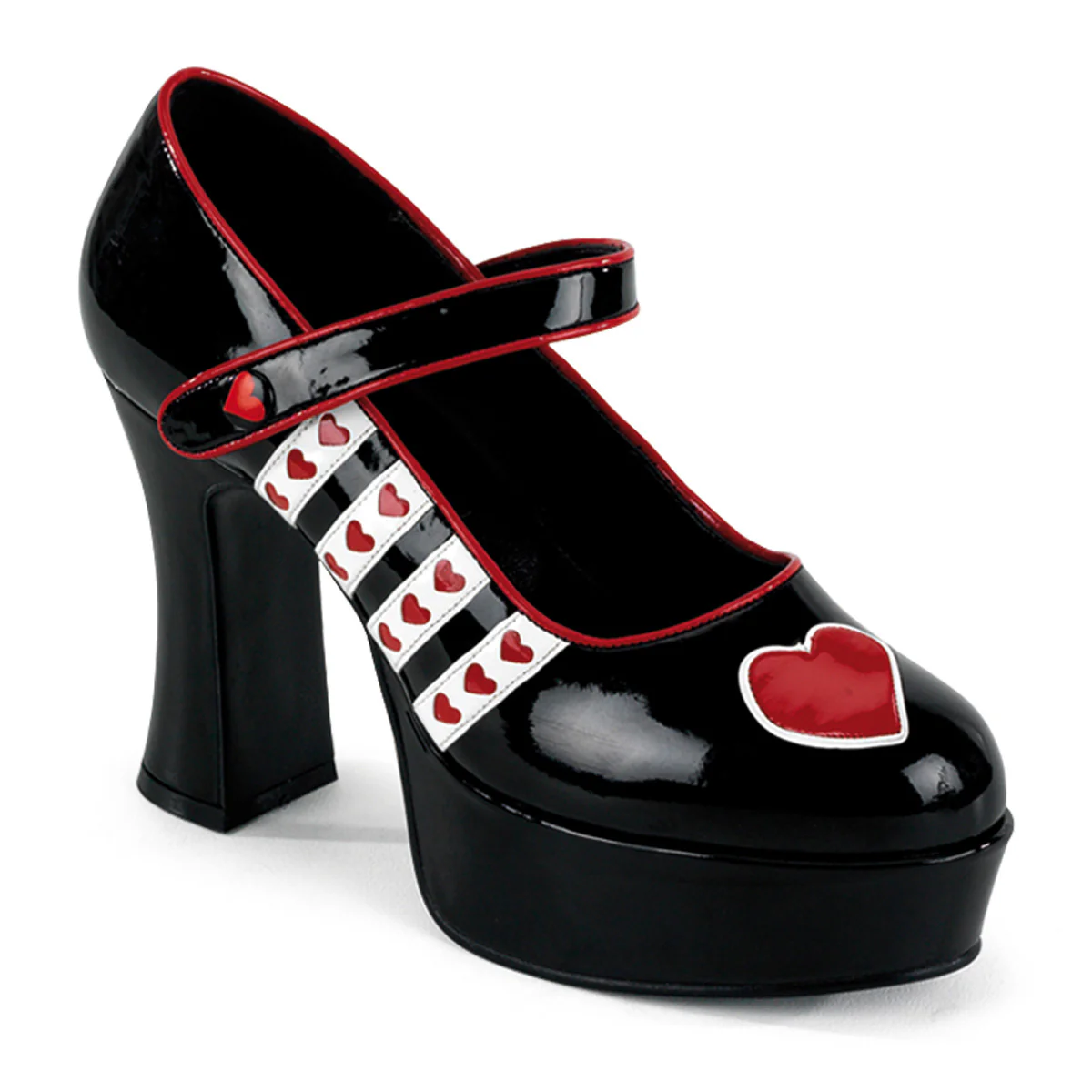 QUEEN-55 Pleasers Funtasma 4" Heel Black-White-Red Women's Sexy Shoes - Image 6