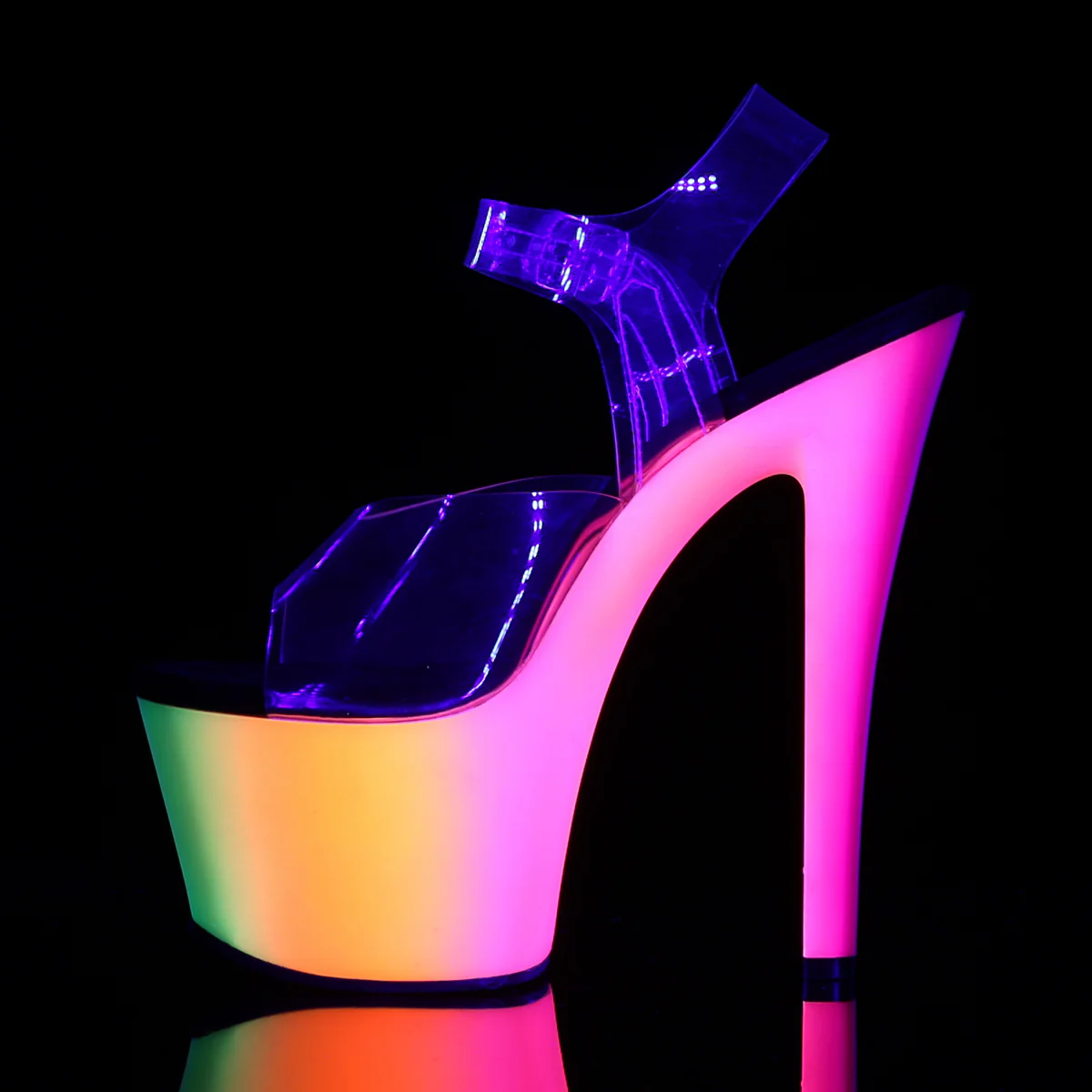 Neon Multi 7 Inch Pole Dance Platform Shoes - Pleaser RAINBOW-308UV - Image 3