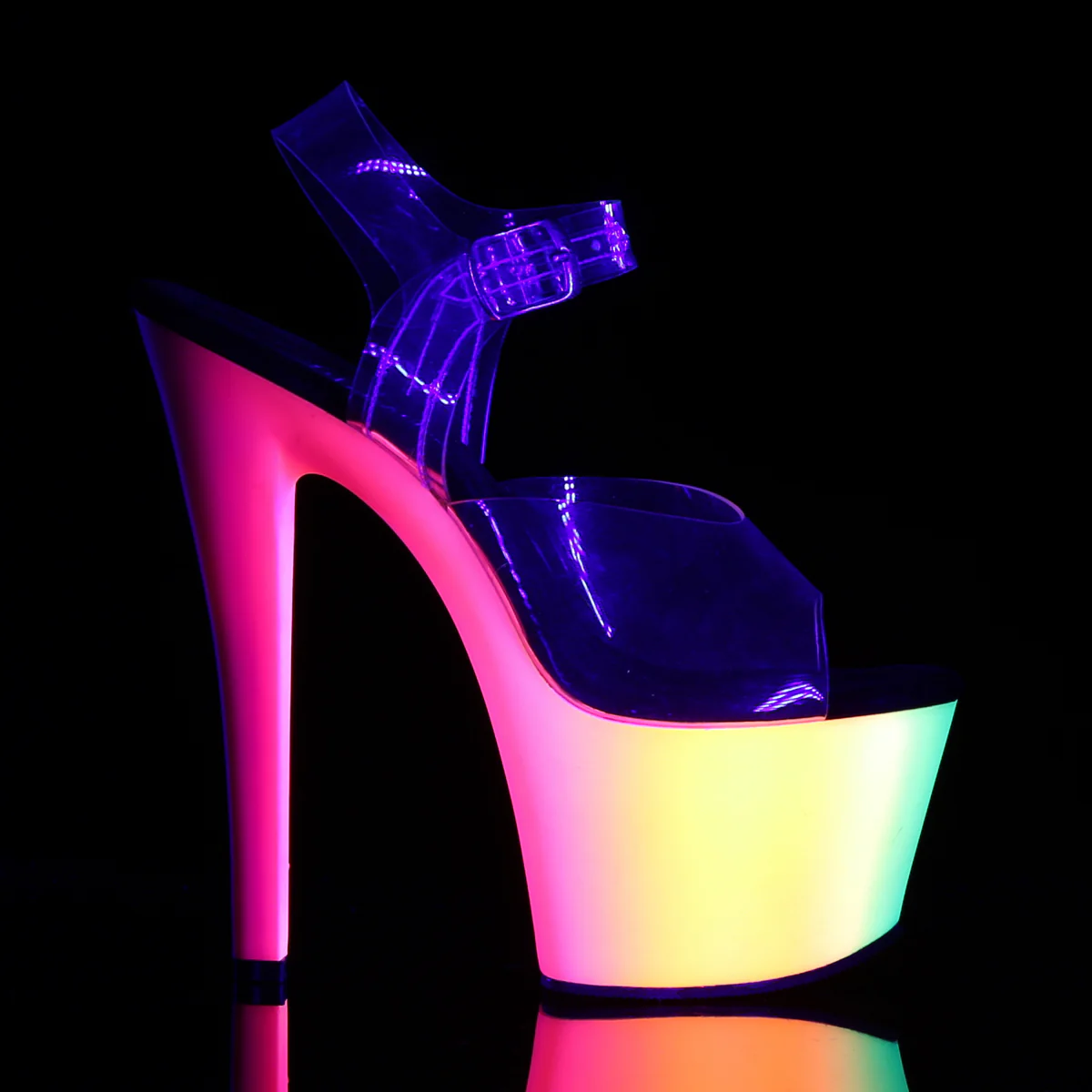 Neon Multi 7 Inch Pole Dance Platform Shoes - Pleaser RAINBOW-308UV - Image 5