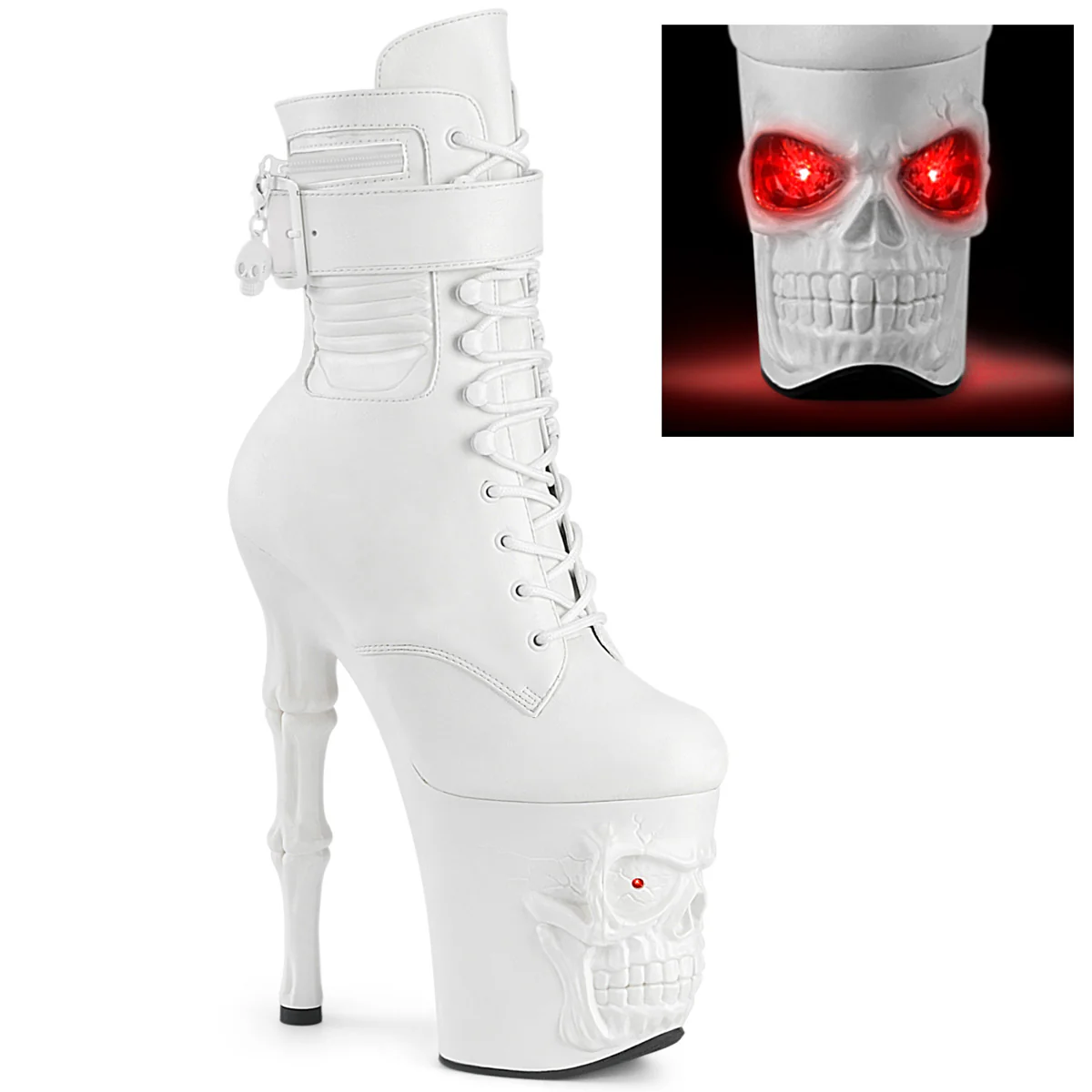 White 8 Inch Lap Dancer Platform Boots - Pleaser RAPTURE-1020STR-LT