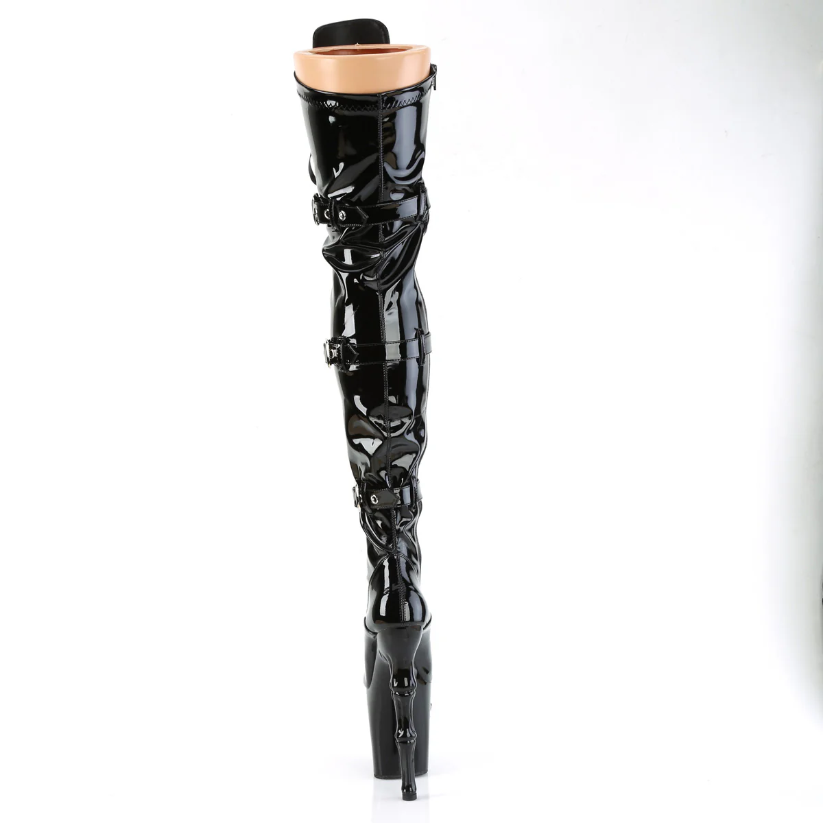 Black Patent 8 Inch Sexy High Thigh Highs - Pleaser RAPTURE-3028 - Image 4