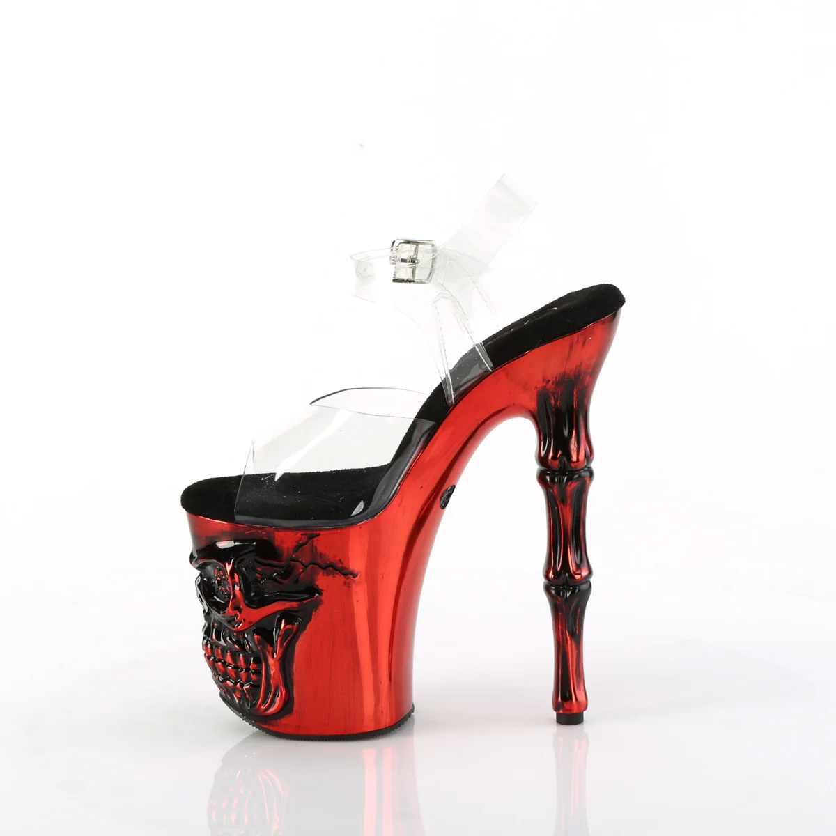 Satin Red Chrome 8 Inch Pole Dance Platform Heels - Pleaser RAPTURE-808-LT - Image 3