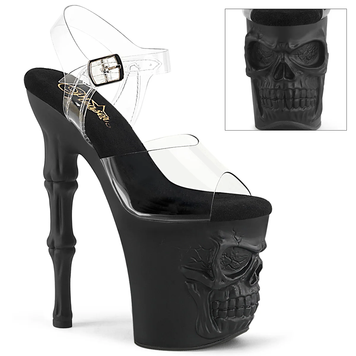 Clear Black 8 Inch Pole Dancing Platform Heels - Pleaser RAPTURE-808
