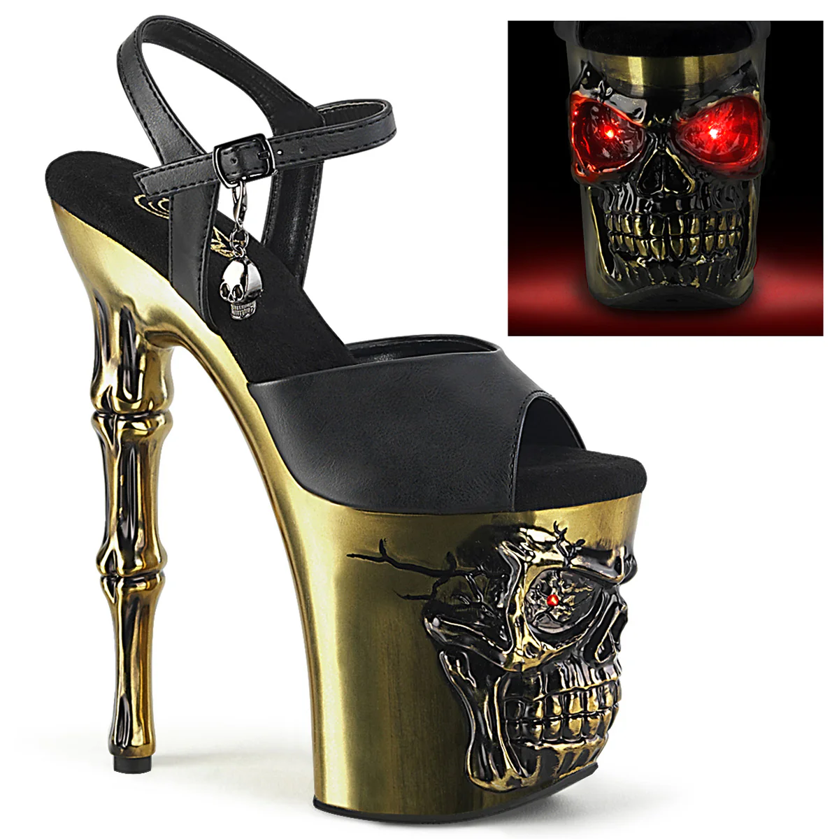 Black 8 Inch Fetish Pole Platform Heels - Pleaser RAPTURE-809-LT