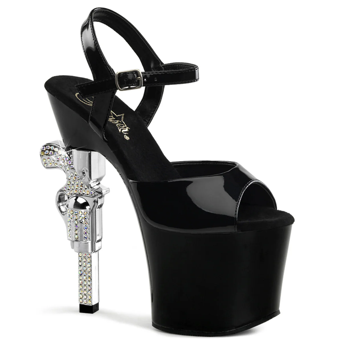 Black 7 Inch Platform Kinky Platform Shoes - Pleaser REVOLVER-709
