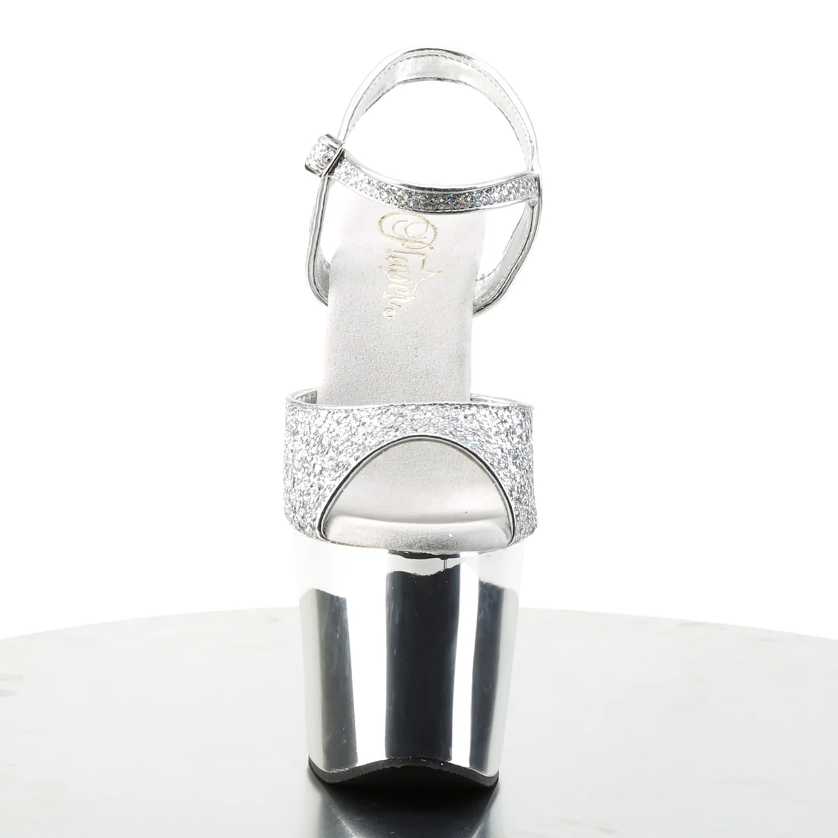 Silver Glitter 7 Inch Ladies Fetish Platform Shoes -  Pleaser REVOLVER-709G - Image 2