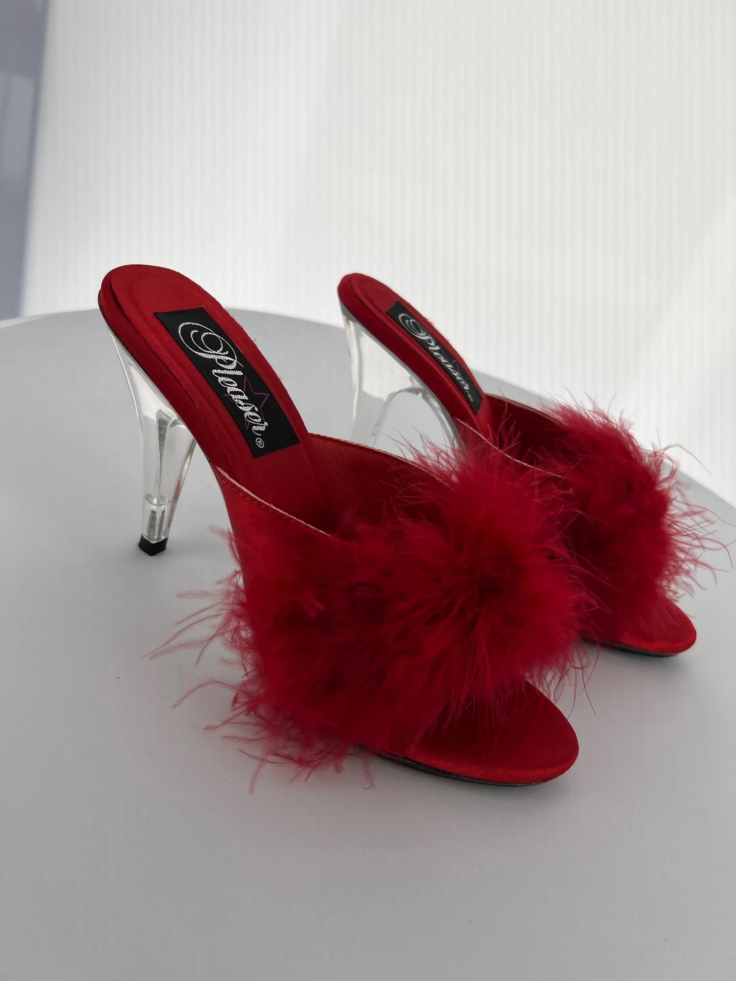 ROMANCE-04 Pleaser Red Satin High Heel Alternative Footwear Discontinued Sale Stock - Image 2