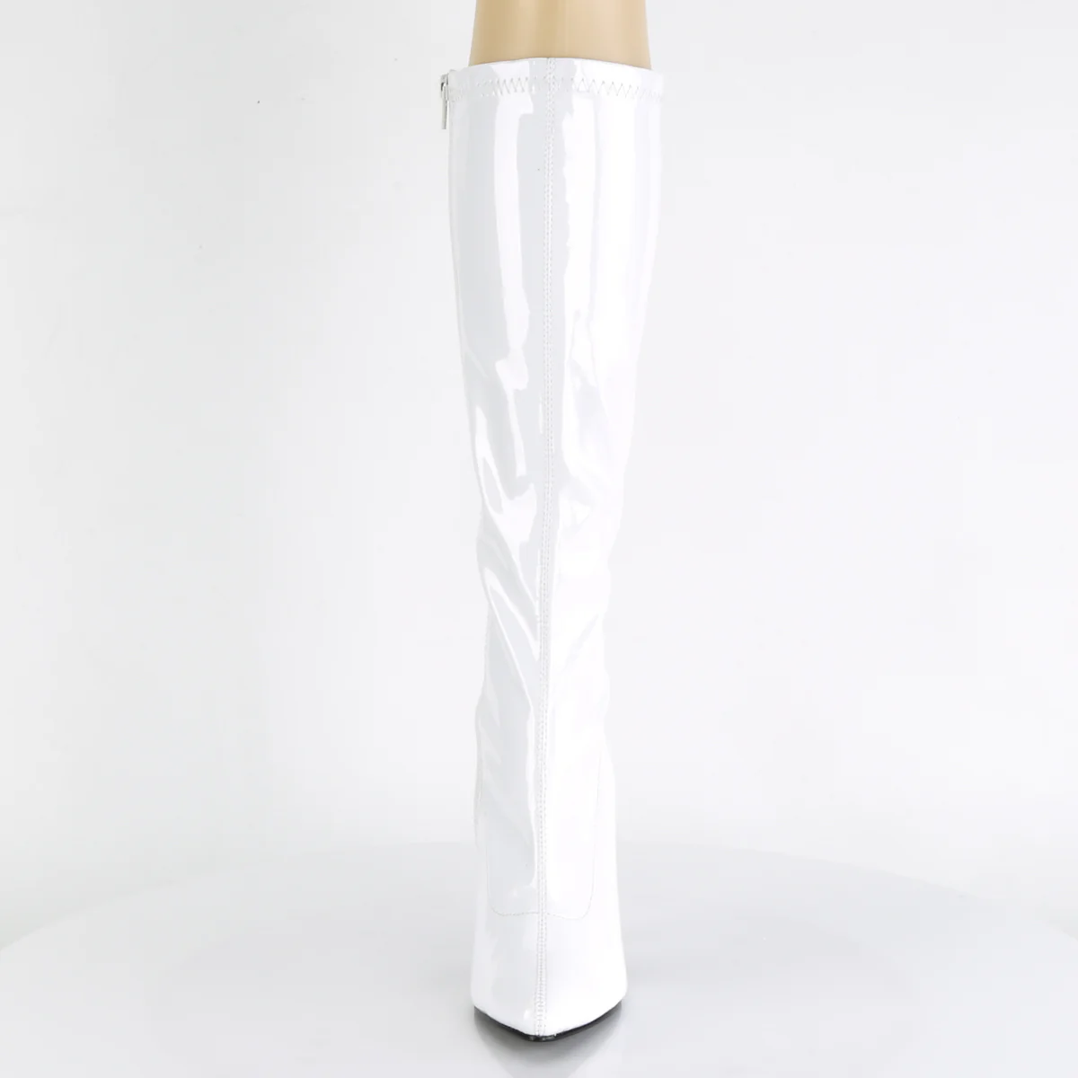 SEDUCE-2000 Pleasers 5 Inch Heel White Patent Fetish Knee High Boots Footwear - Image 2