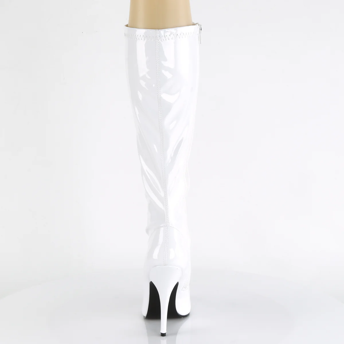 SEDUCE-2000 Pleasers 5 Inch Heel White Patent Fetish Knee High Boots Footwear - Image 4