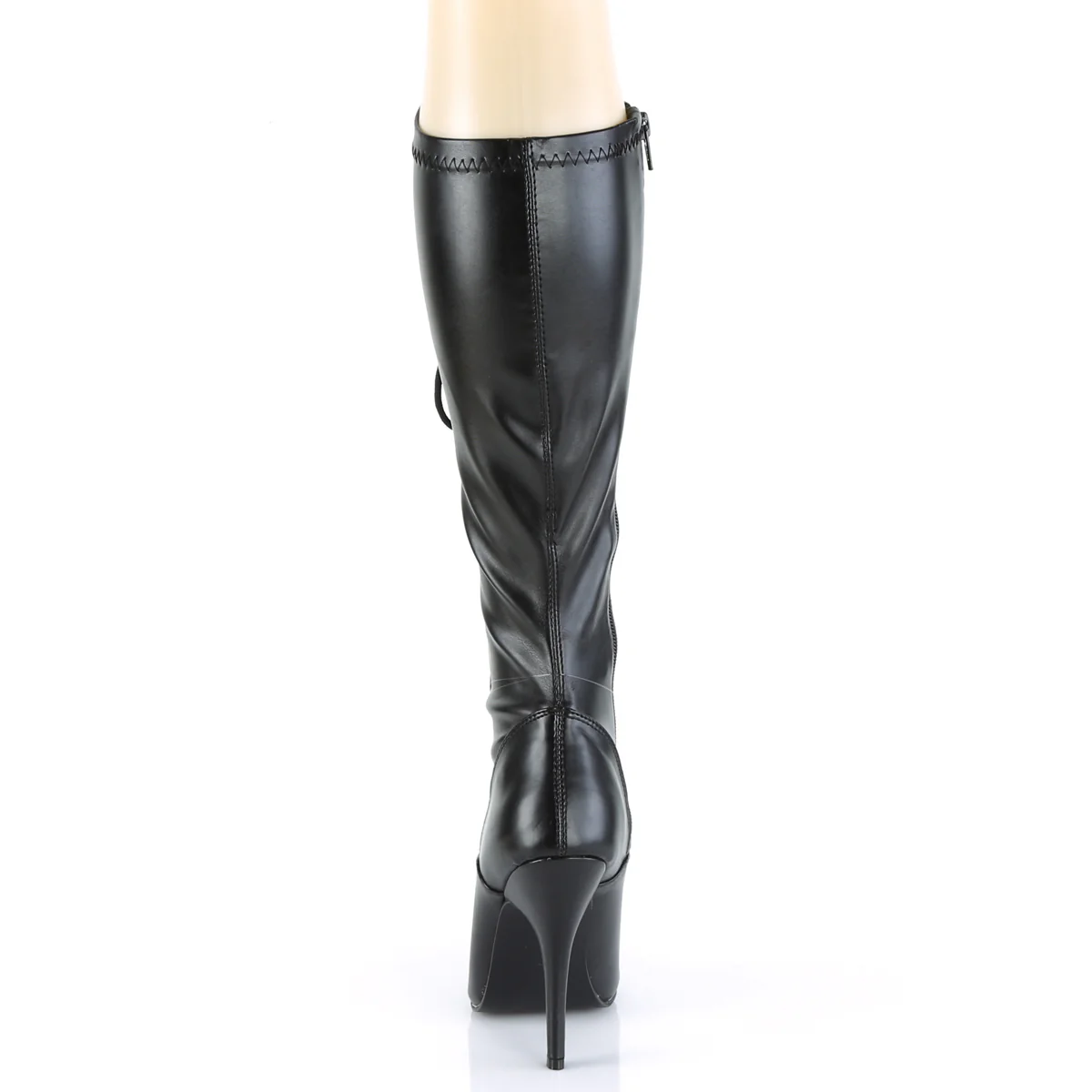 Black Faux Leather 5 Inch Bedroom Thigh Boots -  Pleaser SEDUCE-2024 - Image 4
