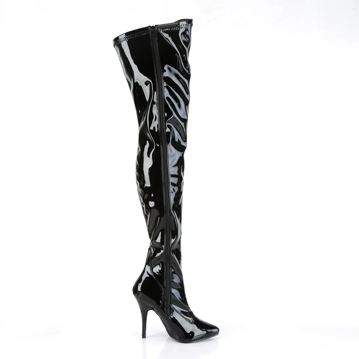 Black Patent 5 Inch Ladies Fetish Thigh Boots - Pleaser SEDUCE-3000 - Image 5