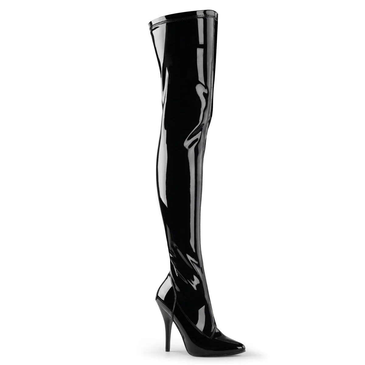 Black Patent 5 Inch Ladies Fetish Thigh Boots - Pleaser SEDUCE-3000 - Image 6