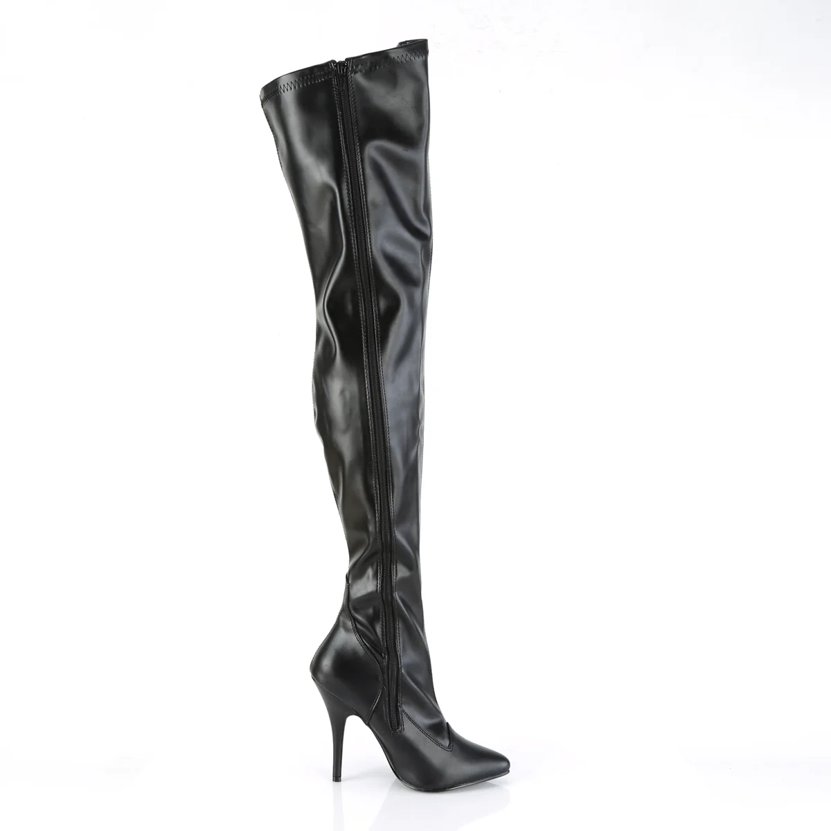 Black Faux Leather 5 Inch Alluring Thigh Boots -  Pleaser SEDUCE-3000 - Image 5