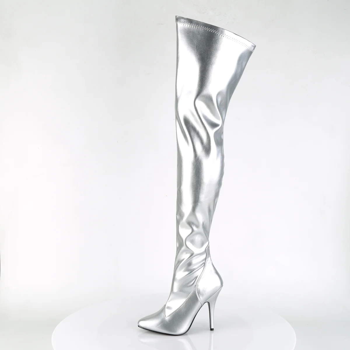 Silver 5 Inch Provocative Thigh Boots -  Pleaser SEDUCE-3000 - Image 3