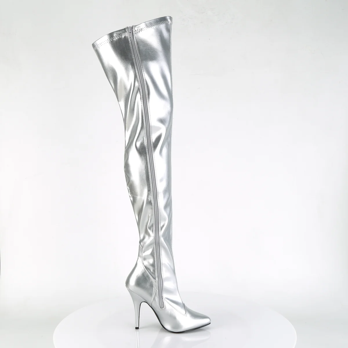 Silver 5 Inch Provocative Thigh Boots -  Pleaser SEDUCE-3000 - Image 5