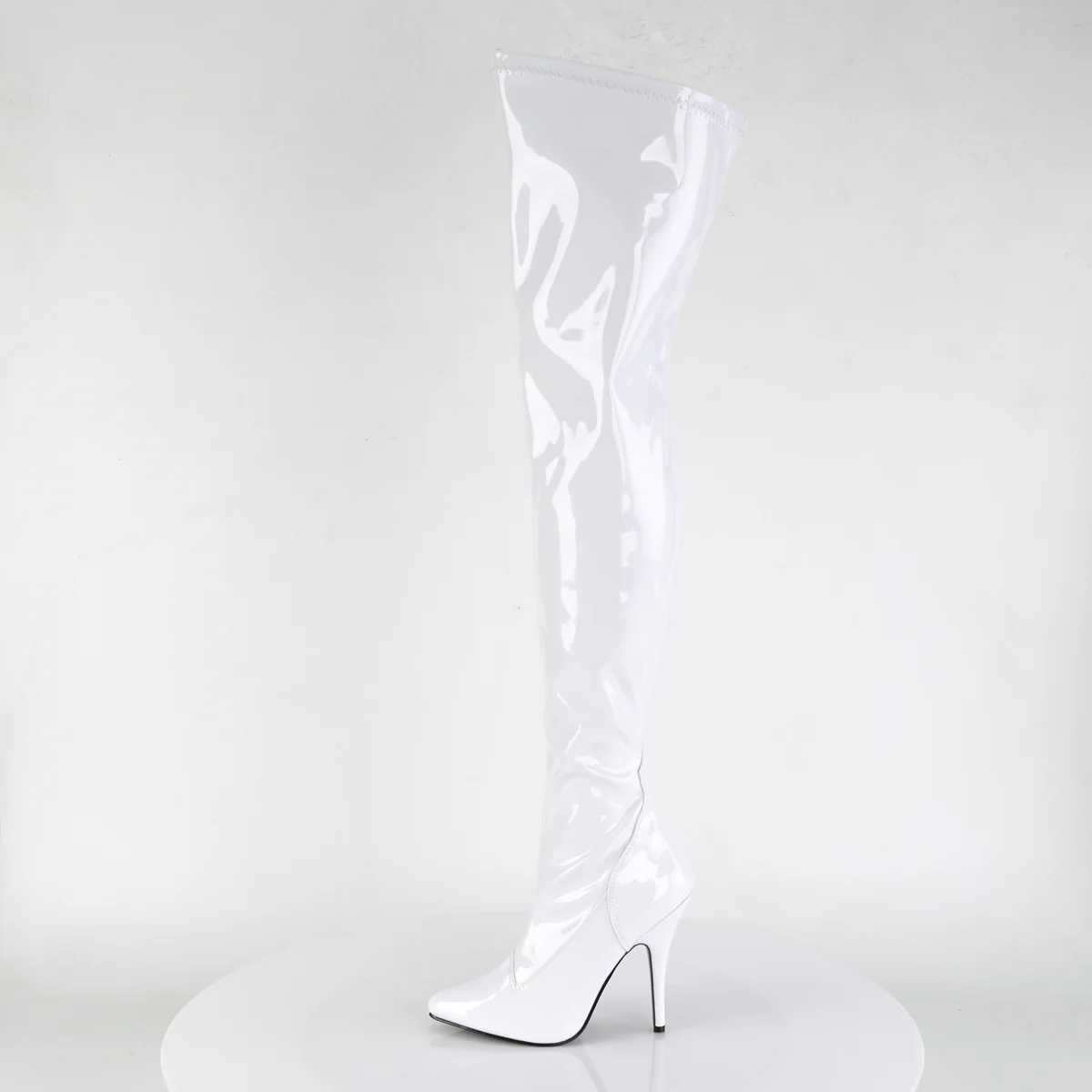 White 5 Inch Sexy High Thigh Boots - Pleaser SEDUCE-3000 - Image 3