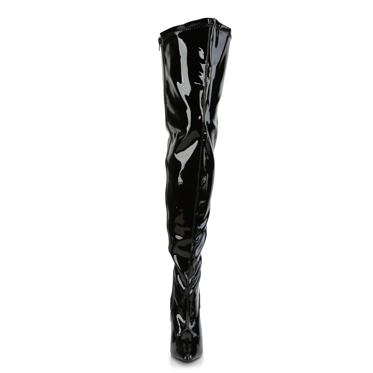 Black Patent 5 Inch Fetish Wide Thigh Boots - Pleaser Pink Label SEDUCE-3000WC - Image 2