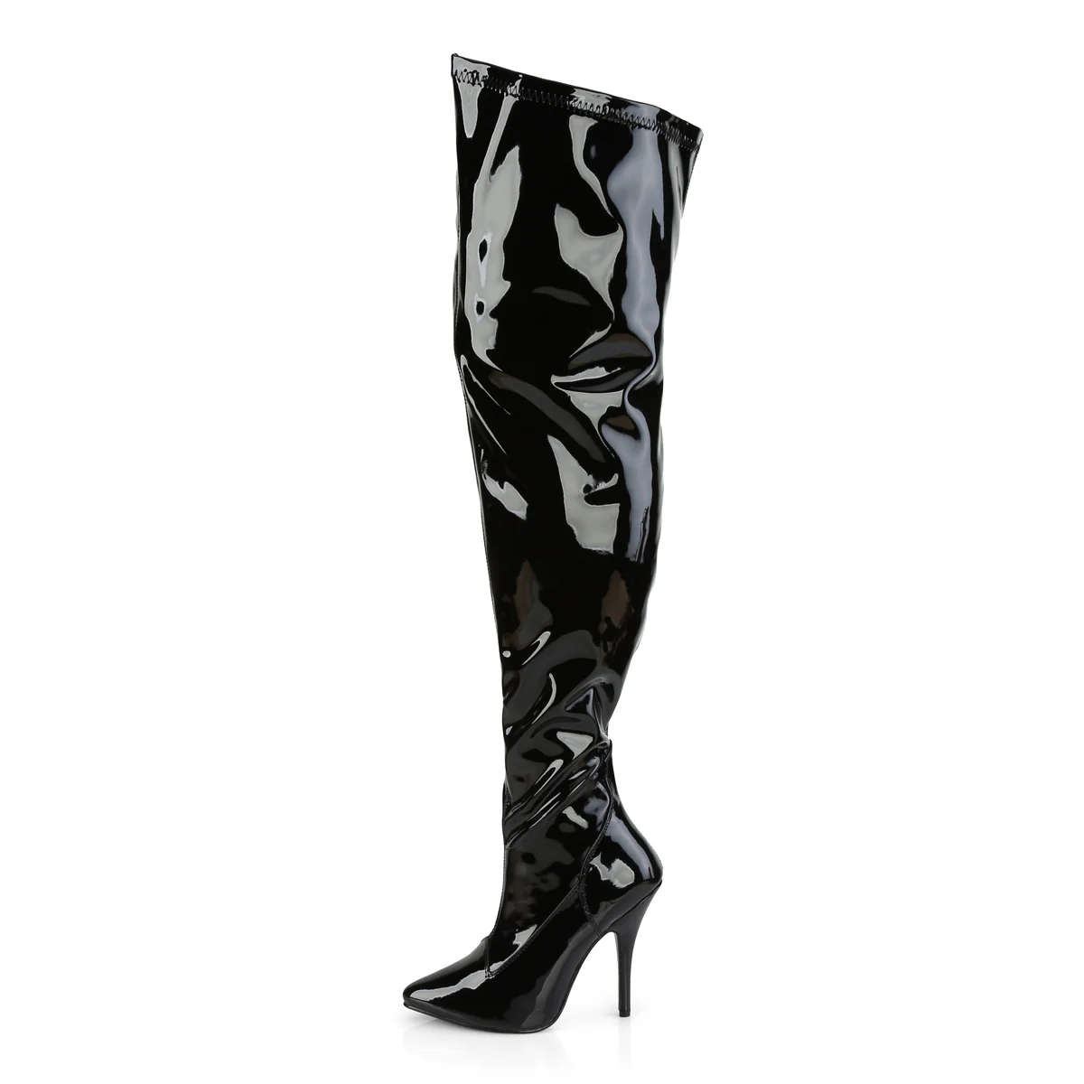 Black Patent 5 Inch Fetish Wide Thigh Boots - Pleaser Pink Label SEDUCE-3000WC - Image 3