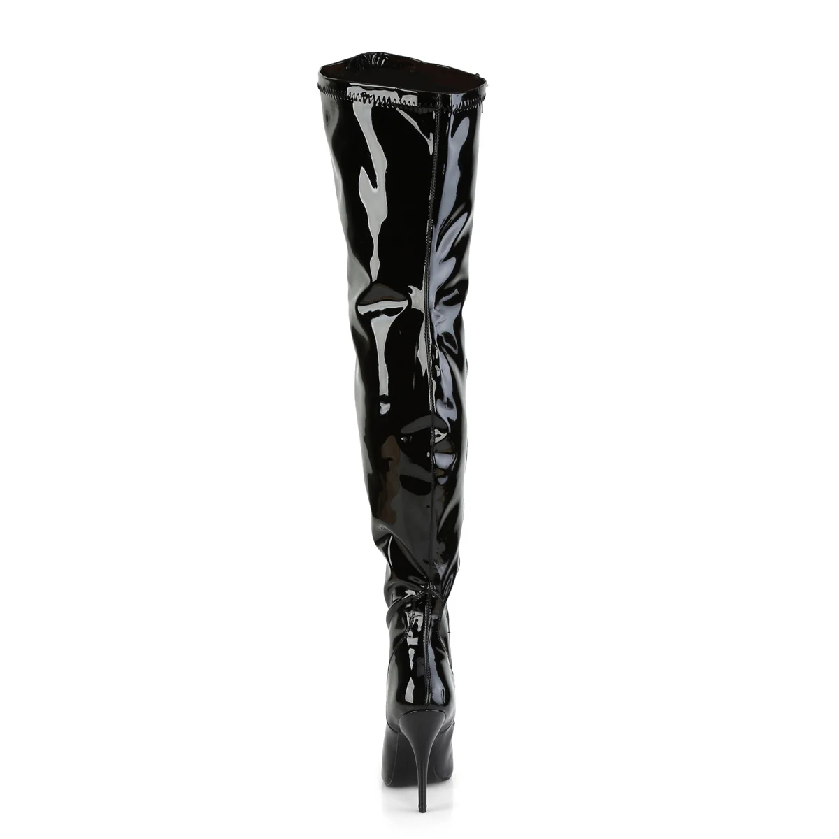 Black Patent 5 Inch Fetish Wide Thigh Boots - Pleaser Pink Label SEDUCE-3000WC - Image 4