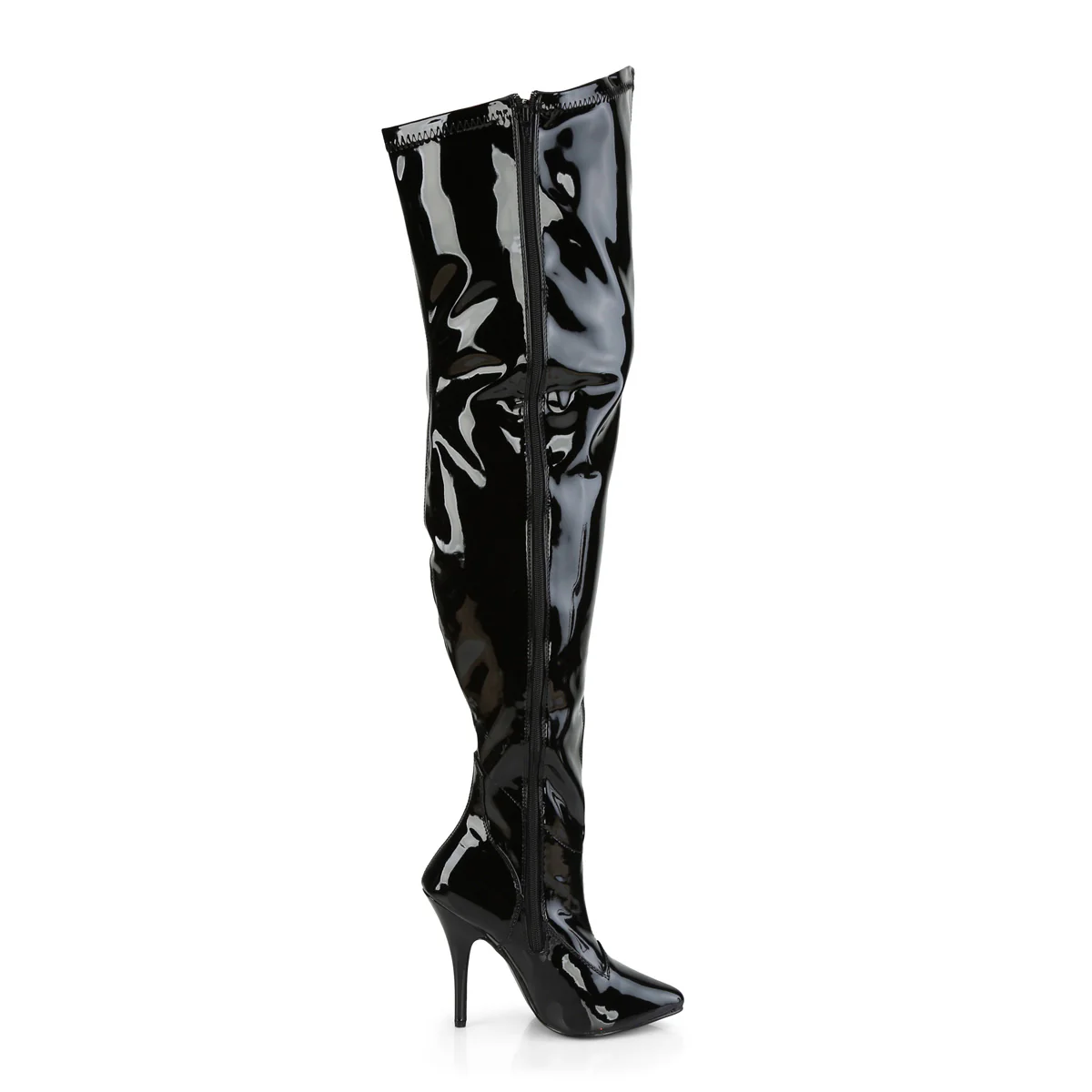 Black Patent 5 Inch Fetish Wide Thigh Boots - Pleaser Pink Label SEDUCE-3000WC - Image 5