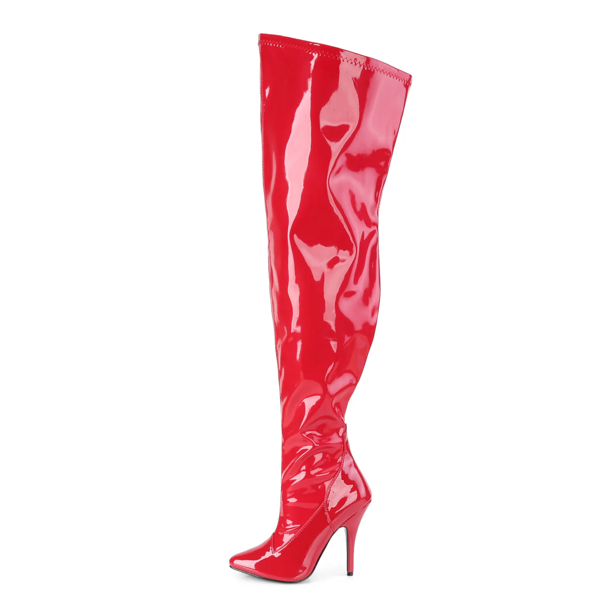 Red 5 Inch Fetish Wide Thigh Boots - Pleaser Pink Label SEDUCE-3000WC - Image 3