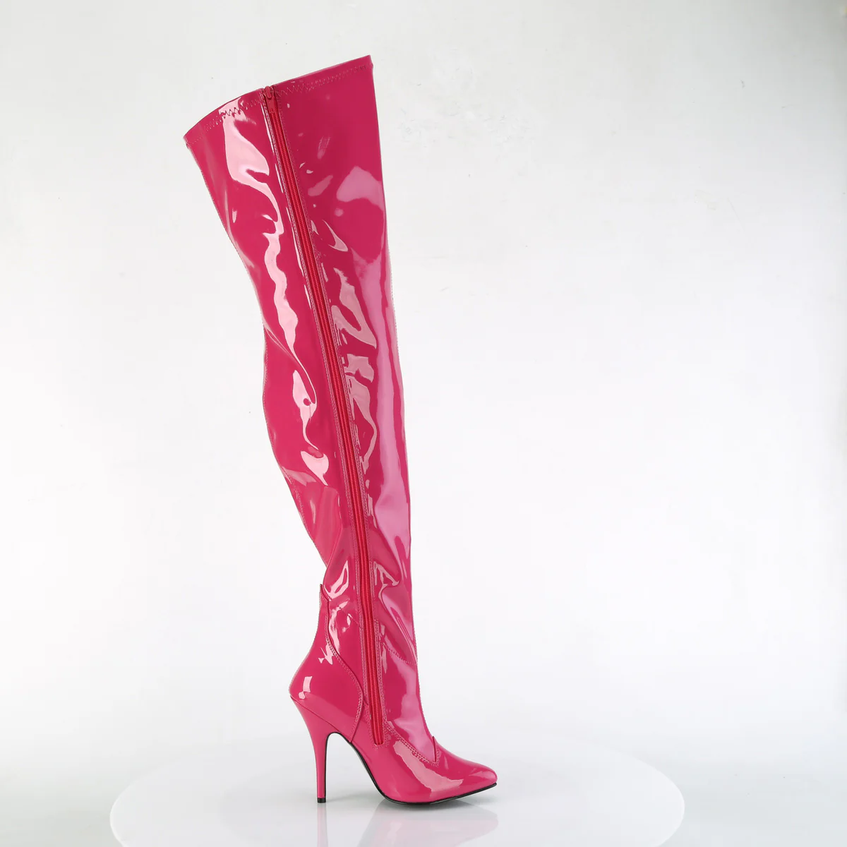 H. Pink 5 Inch Wide Sexy Thigh Boots - Pleaser SEDUCE-3000WC - Image 5