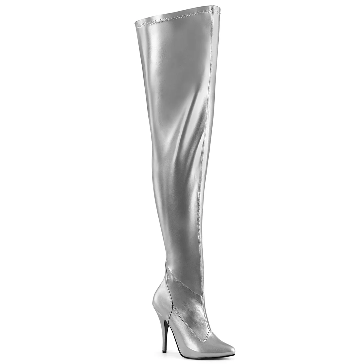 Silver 5 Inch Wide Sexy Thigh Boots -  Pleaser SEDUCE-3000WC