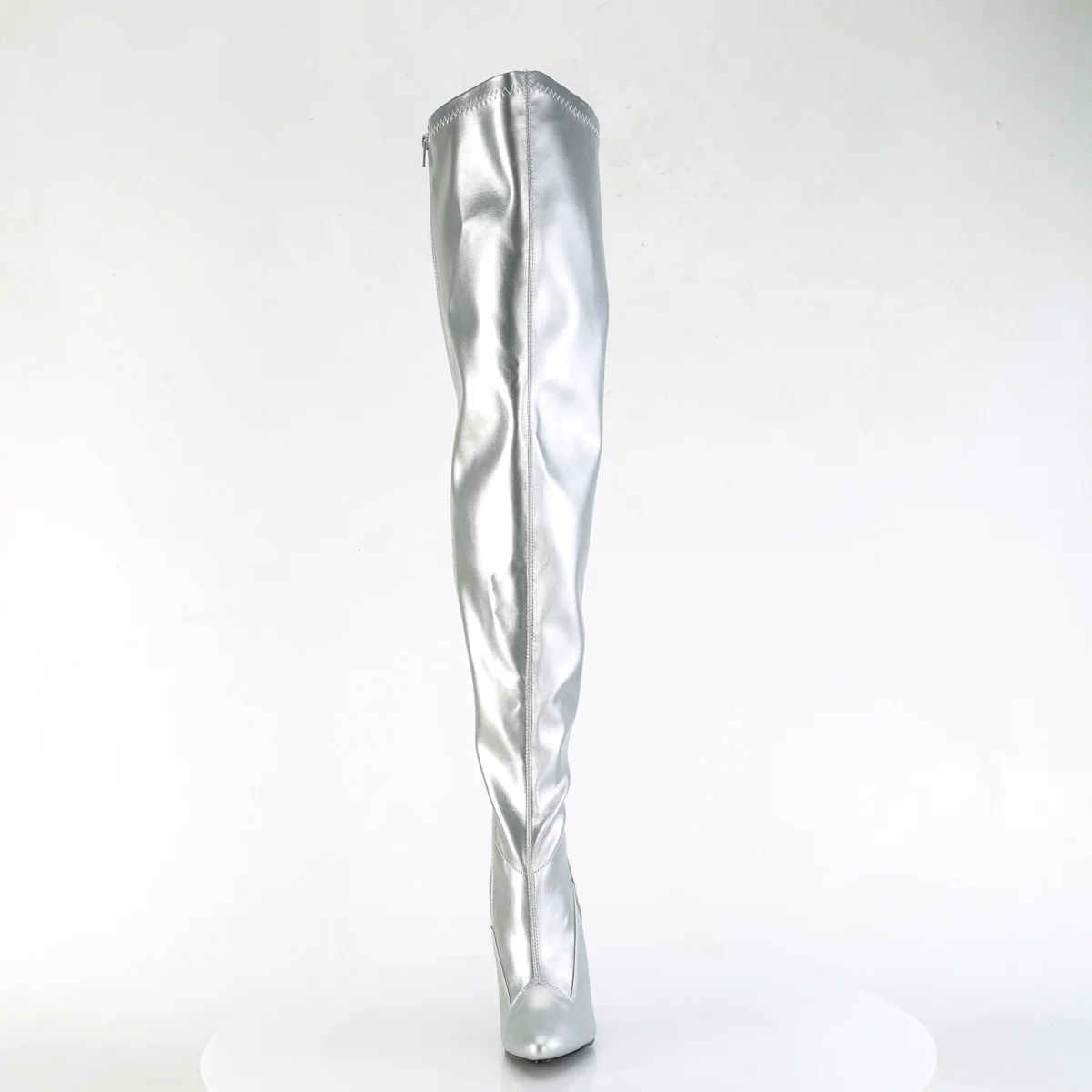 Silver 5 Inch Wide Sexy Thigh Boots -  Pleaser SEDUCE-3000WC - Image 2
