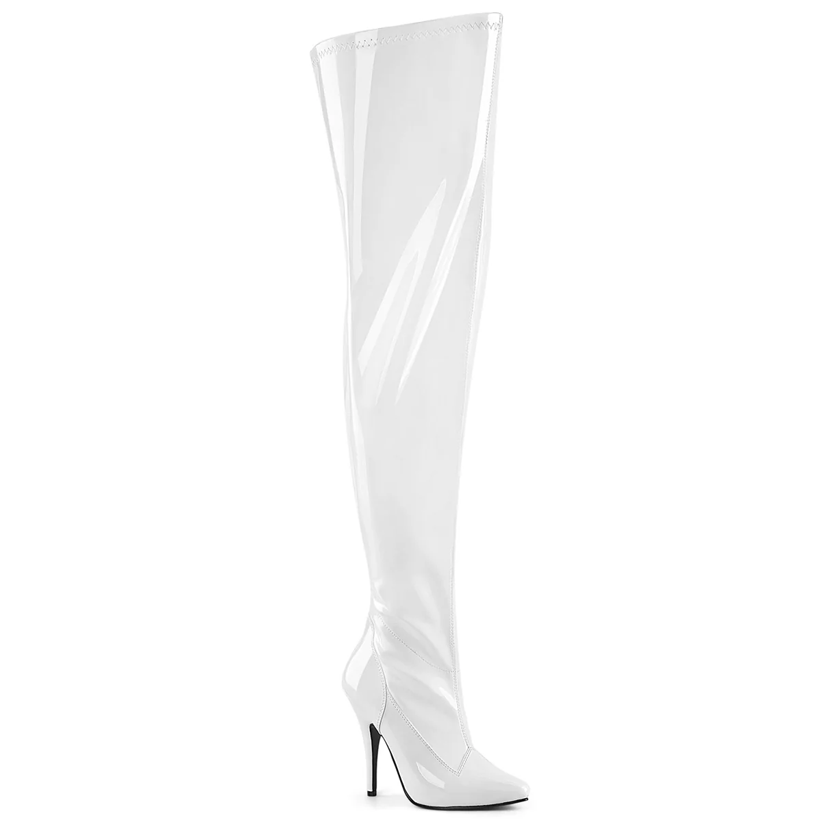 White 5 Inch Wide Ladies Thigh Boots - Pleaser SEDUCE-3000WC