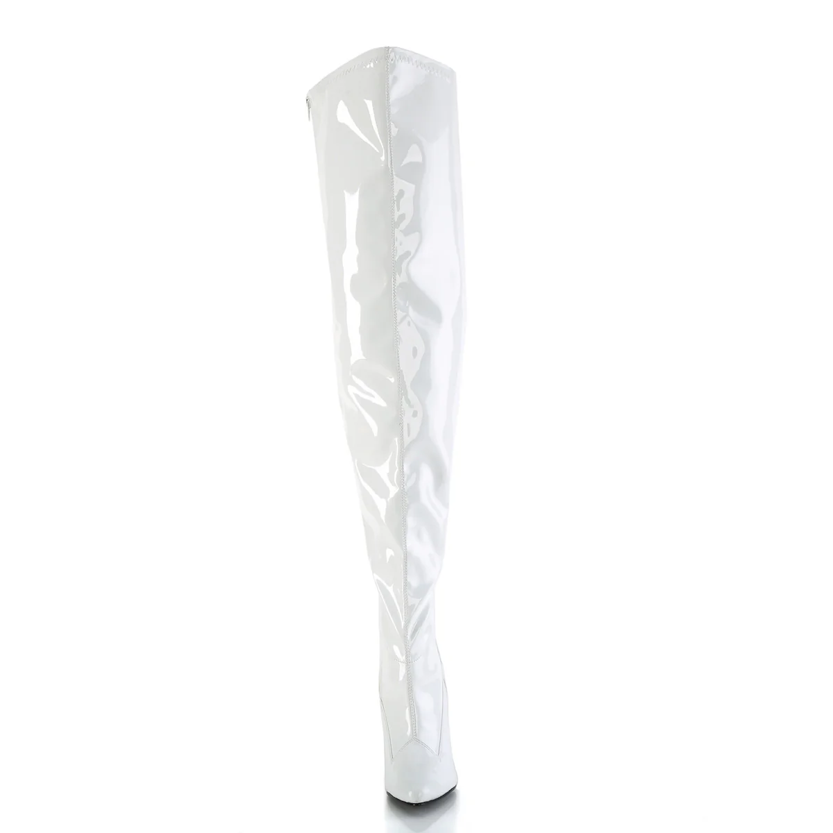 White 5 Inch Wide Ladies Thigh Boots - Pleaser SEDUCE-3000WC - Image 2