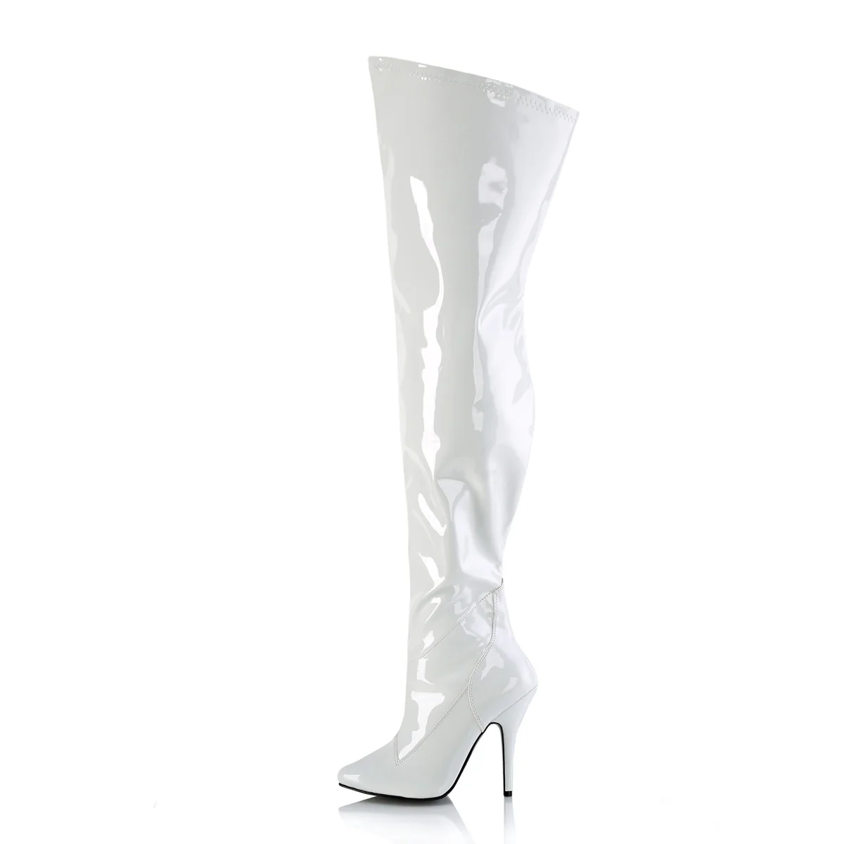 White 5 Inch Wide Ladies Thigh Boots - Pleaser SEDUCE-3000WC - Image 3