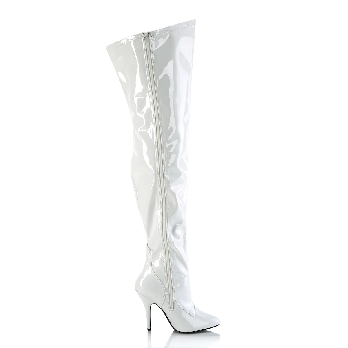 White 5 Inch Wide Ladies Thigh Boots - Pleaser SEDUCE-3000WC - Image 5