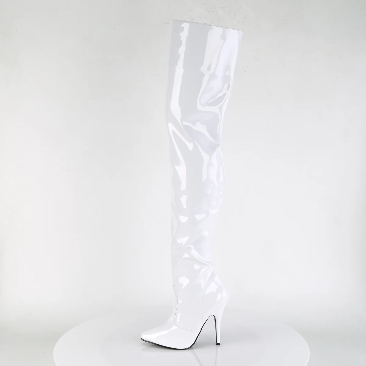 White 5 Inch Ladies Fetish Thigh Boots -  Pleaser SEDUCE-3010 - Image 3