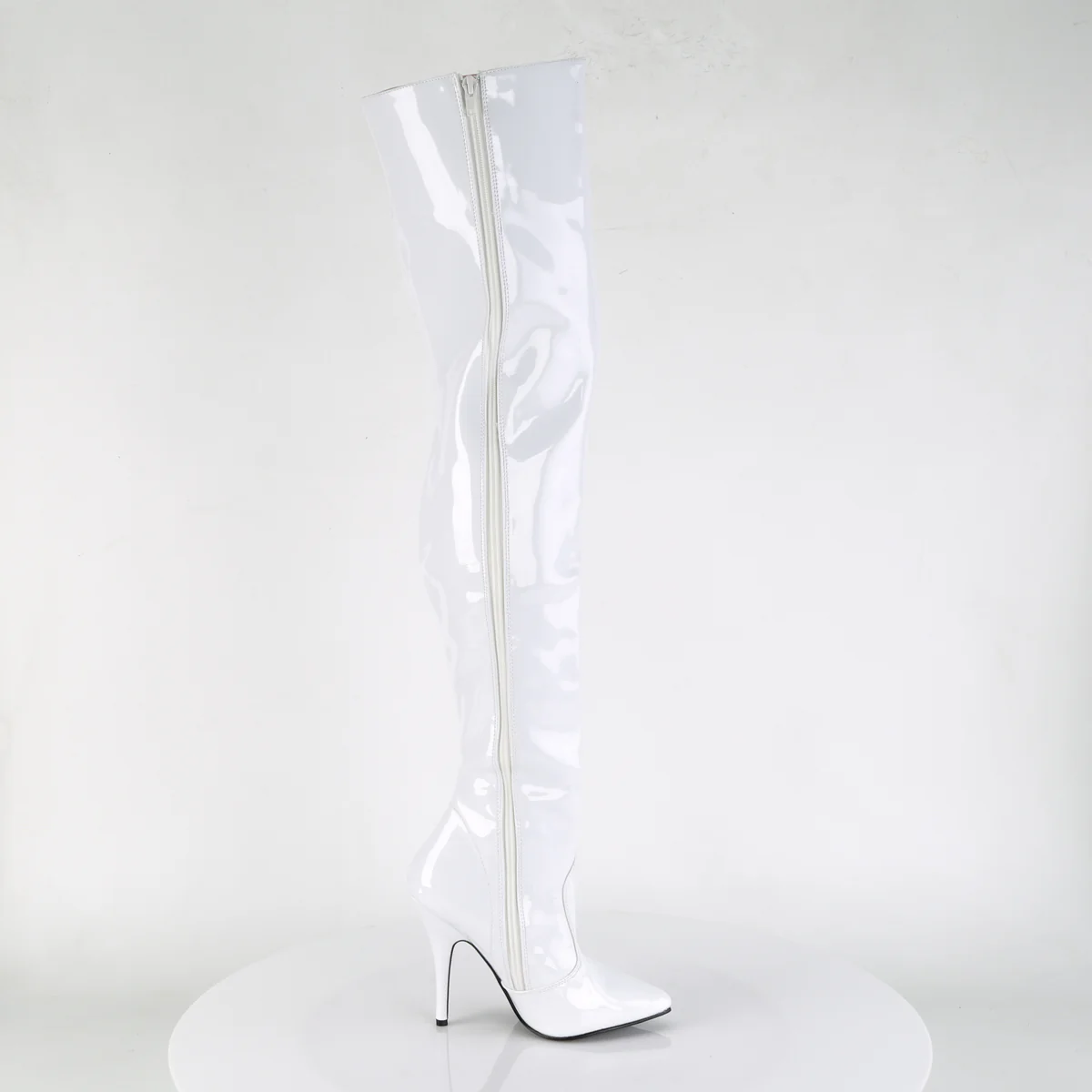 White 5 Inch Ladies Fetish Thigh Boots -  Pleaser SEDUCE-3010 - Image 5