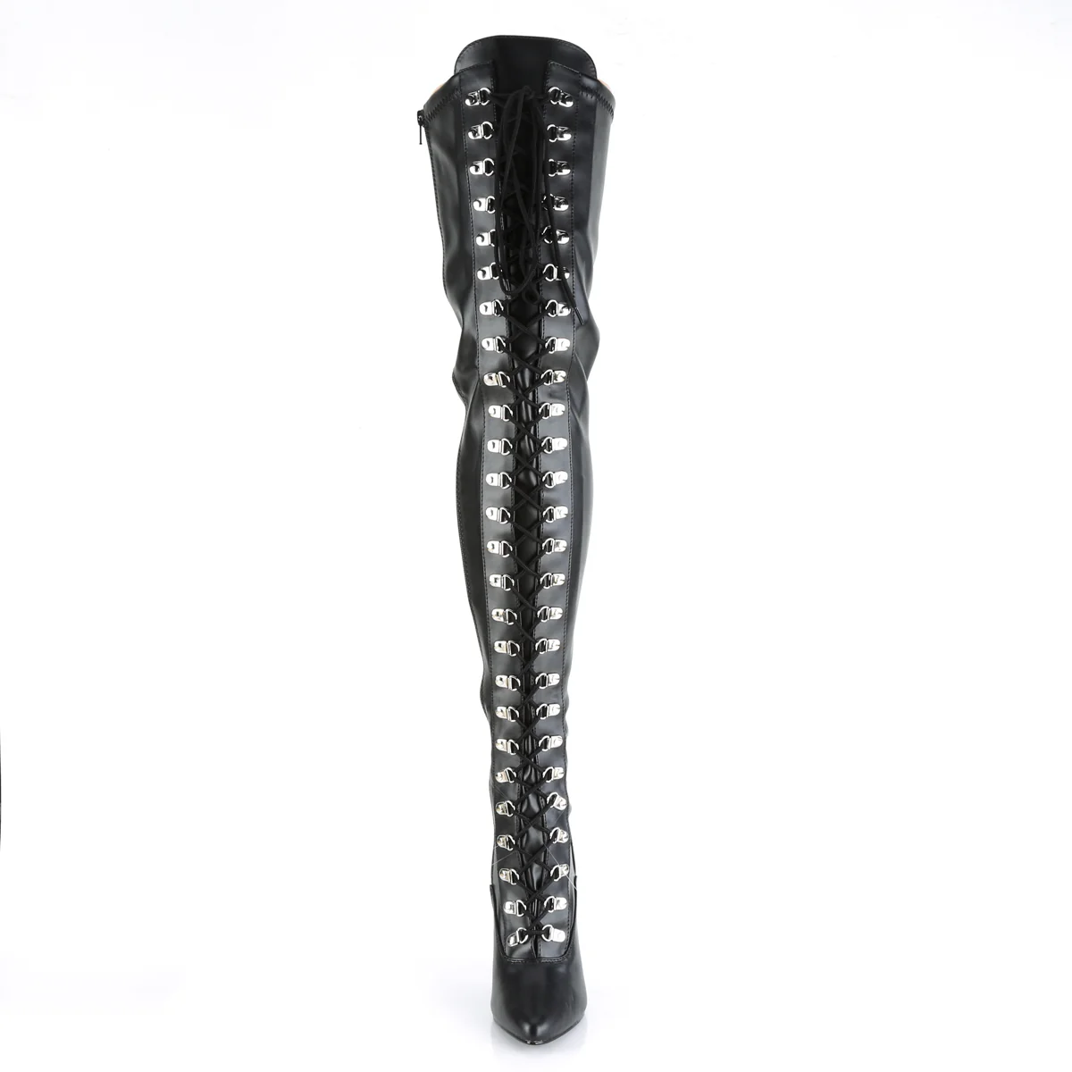 Black Faux Leather 5 Inch Pole Dancer Thigh Boots - Pleaser SEDUCE-3024 - Image 2