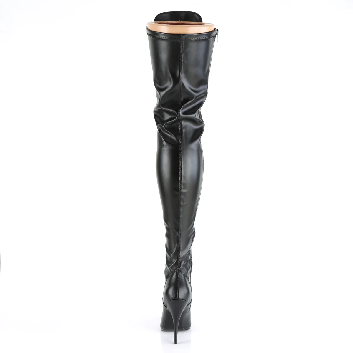 Black Faux Leather 5 Inch Pole Dancer Thigh Boots - Pleaser SEDUCE-3024 - Image 4