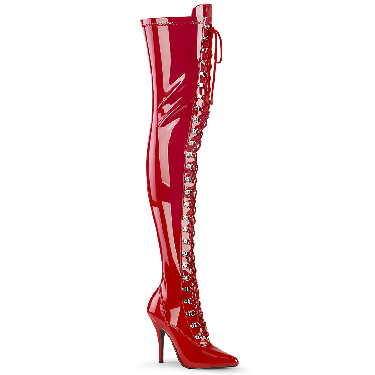 Red 5 Inch Alluring Thigh Boots - Pleaser SEDUCE-3024 - Image 2