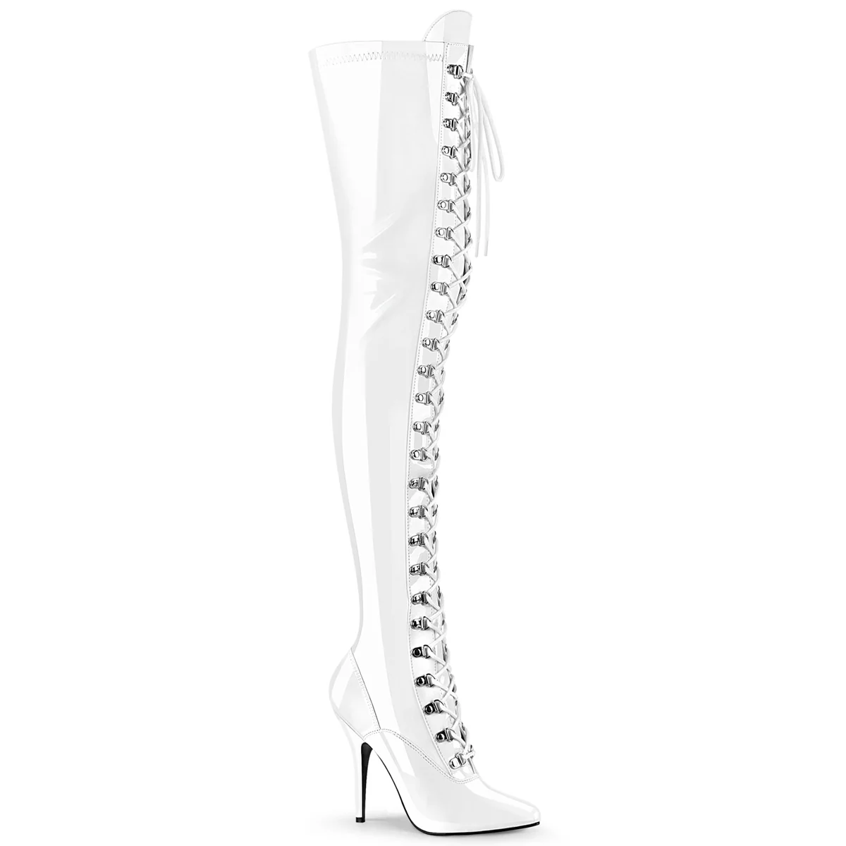 White 5 Inch Exotic Dancer Thigh Boots - Pleaser SEDUCE-3024 - Image 2