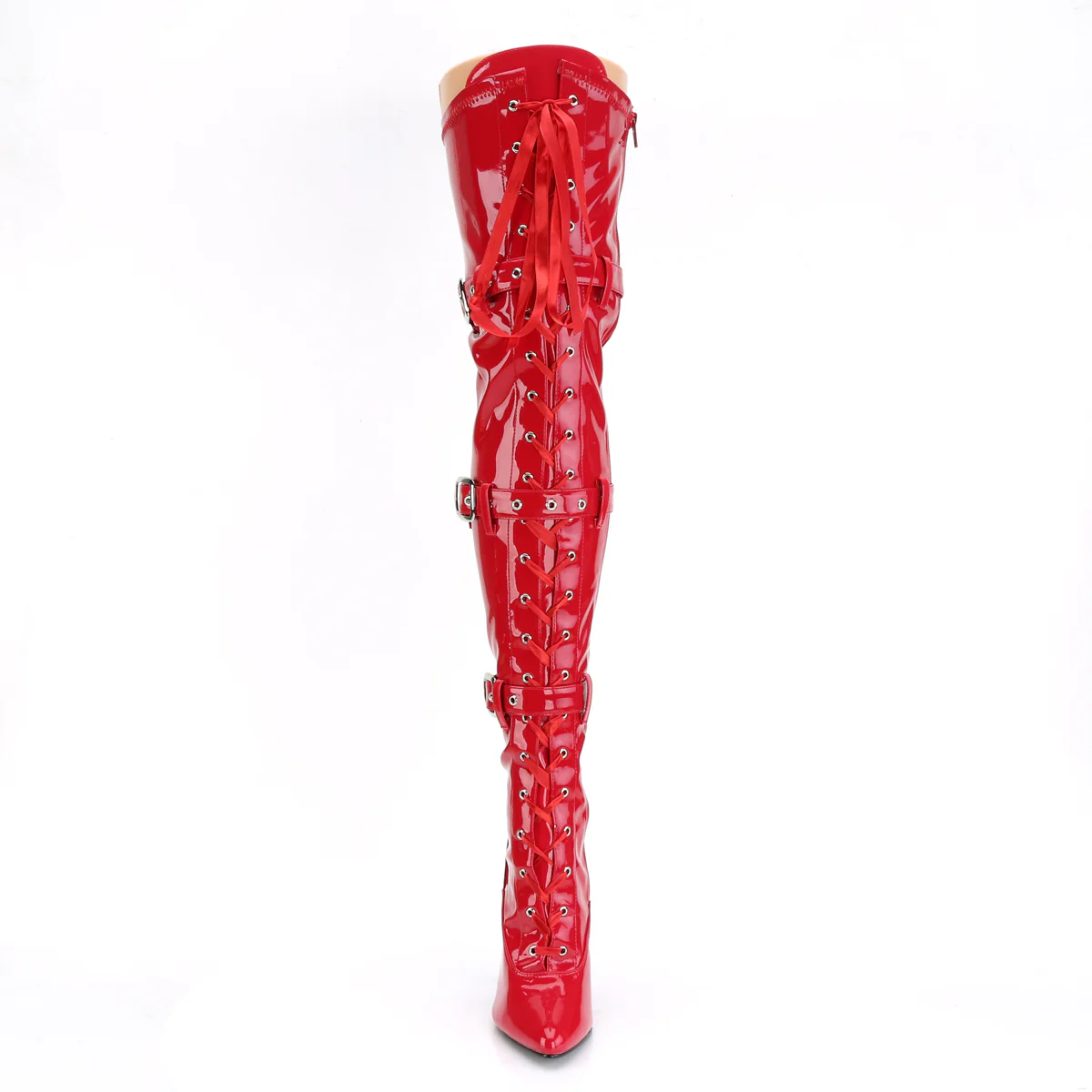 Red 5 Inch Tempting Thigh Boots - Pleaser SEDUCE-3028 - Image 2