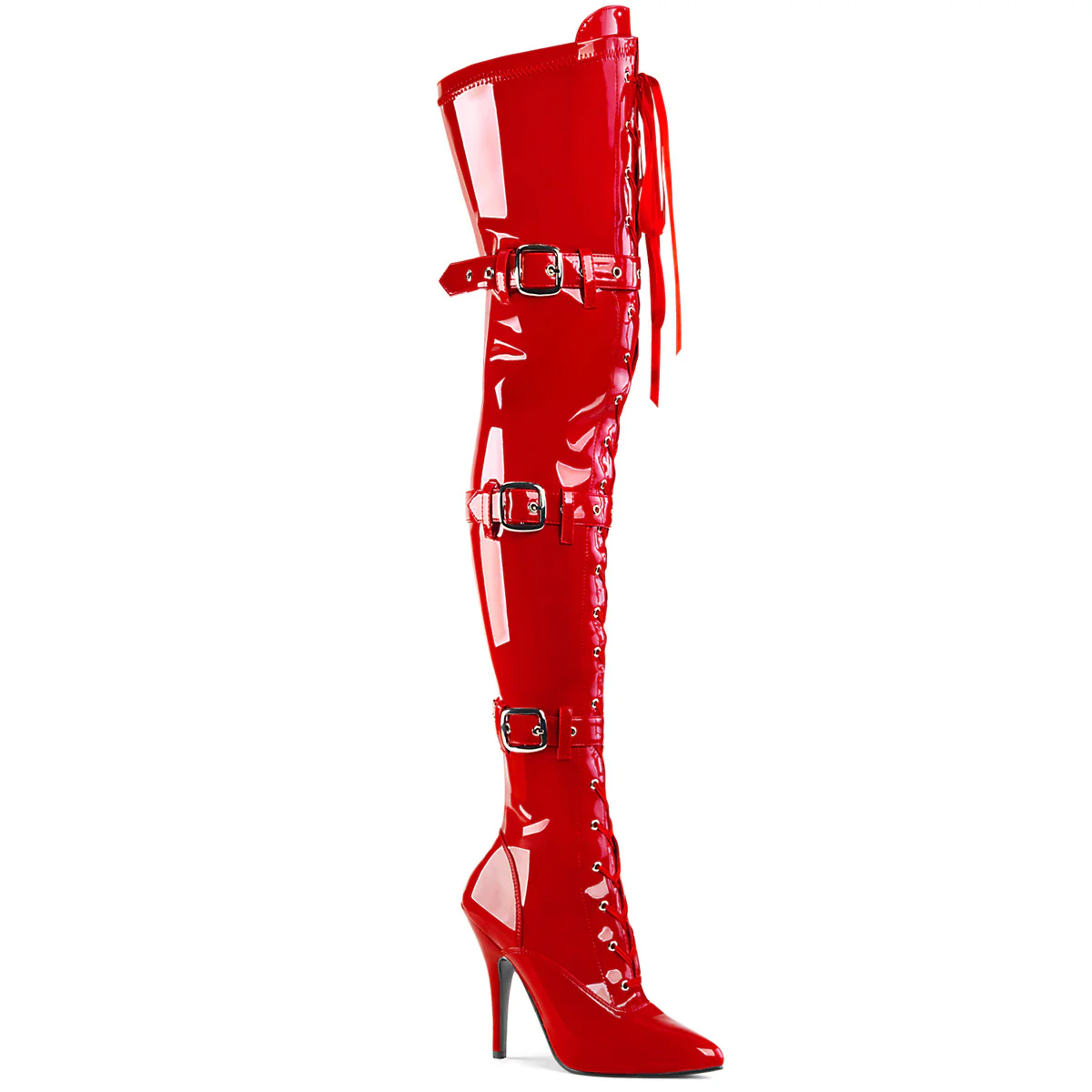 Red 5 Inch Tempting Thigh Boots - Pleaser SEDUCE-3028 - Image 6