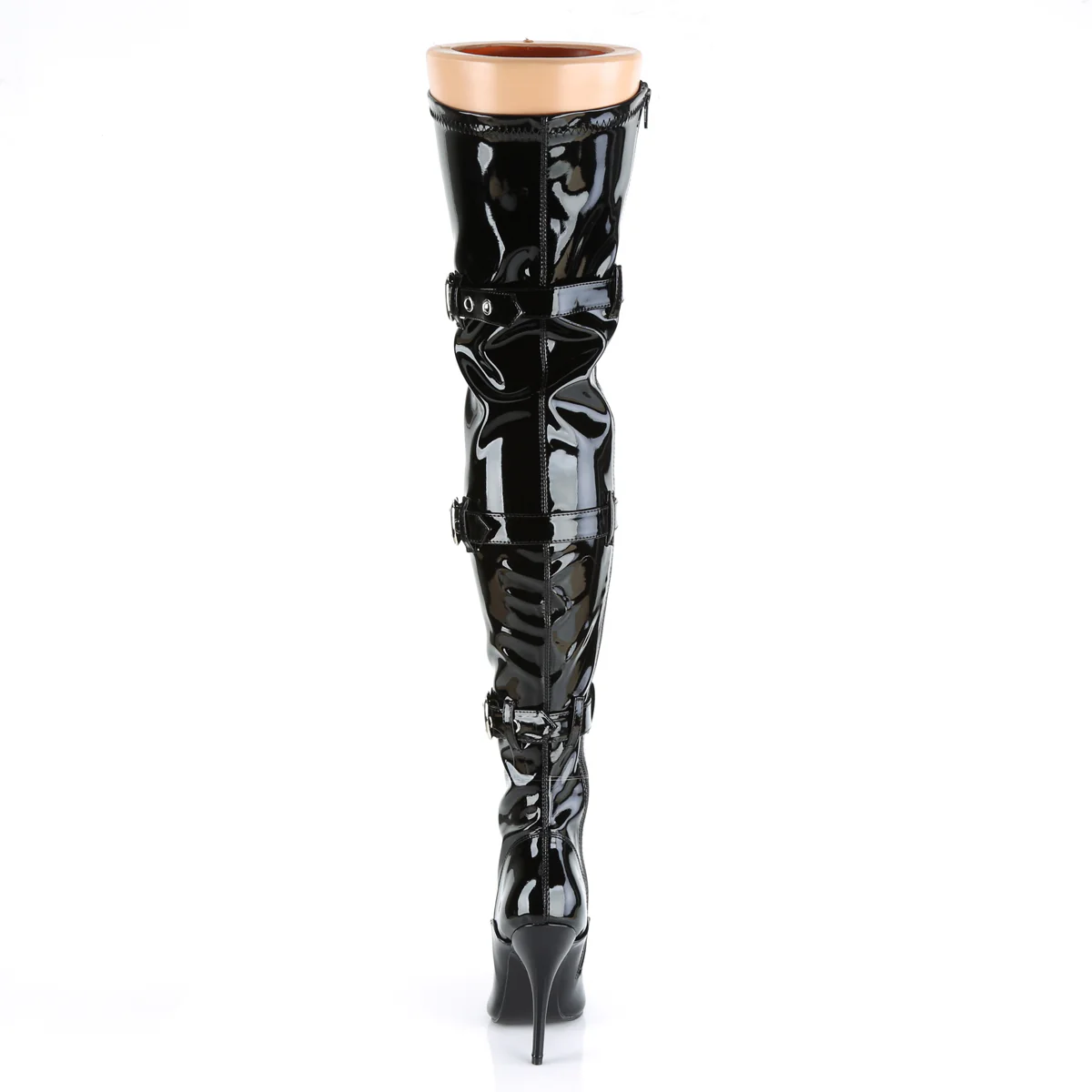 Black Patent 5 Inch Sensual Thigh Boots - Pleaser SEDUCE-3028 - Image 4