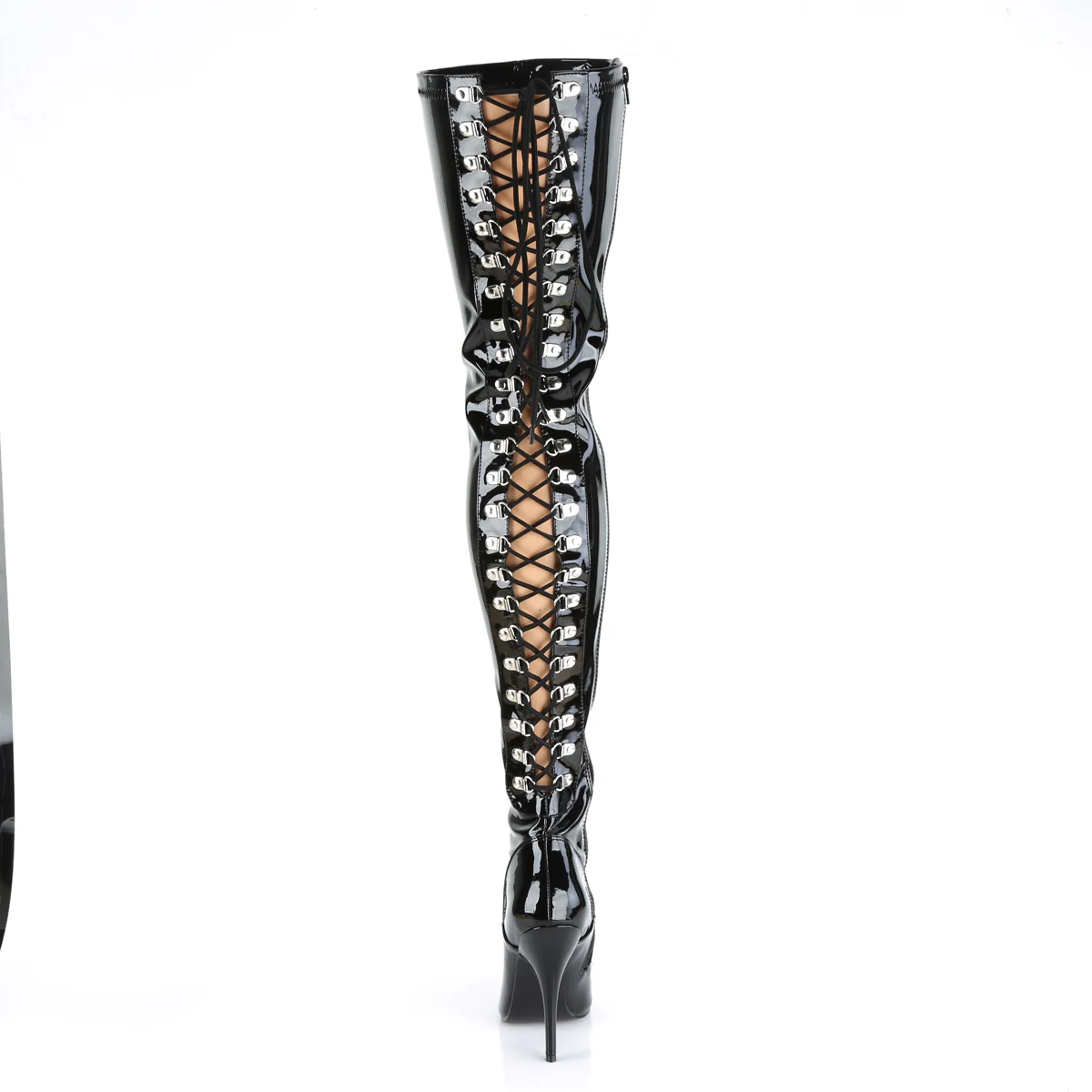 Black Patent 5 Inch Fetish Thigh Boots - Pleaser SEDUCE-3063 - Image 4