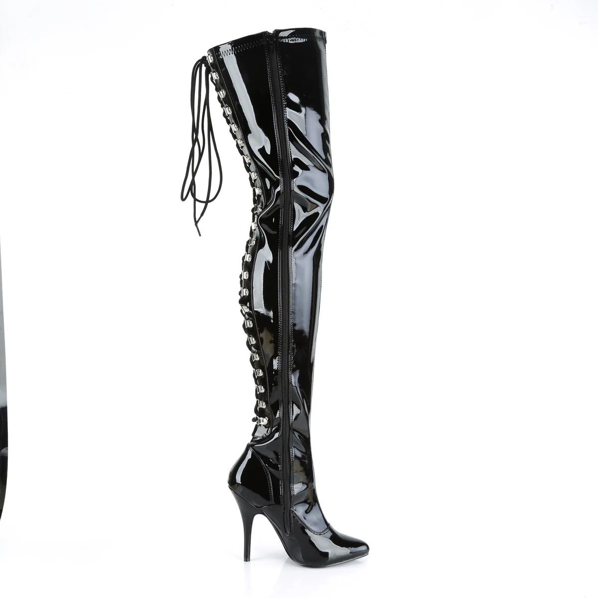 Black Patent 5 Inch Fetish Thigh Boots - Pleaser SEDUCE-3063 - Image 5