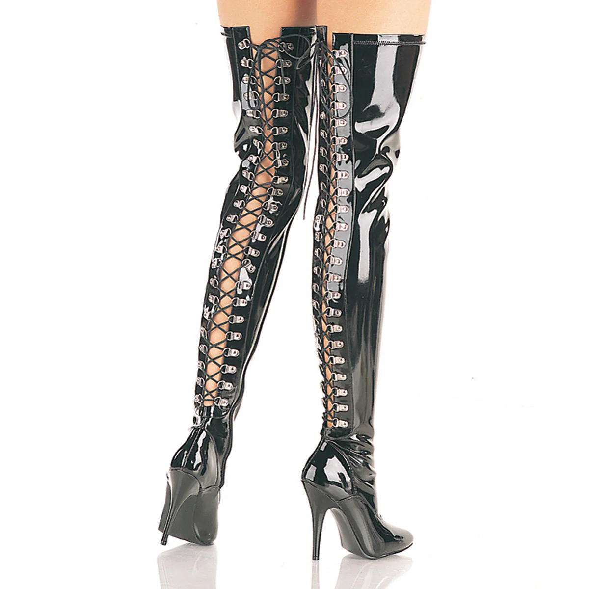Black Patent 5 Inch Fetish Thigh Boots - Pleaser SEDUCE-3063 - Image 6
