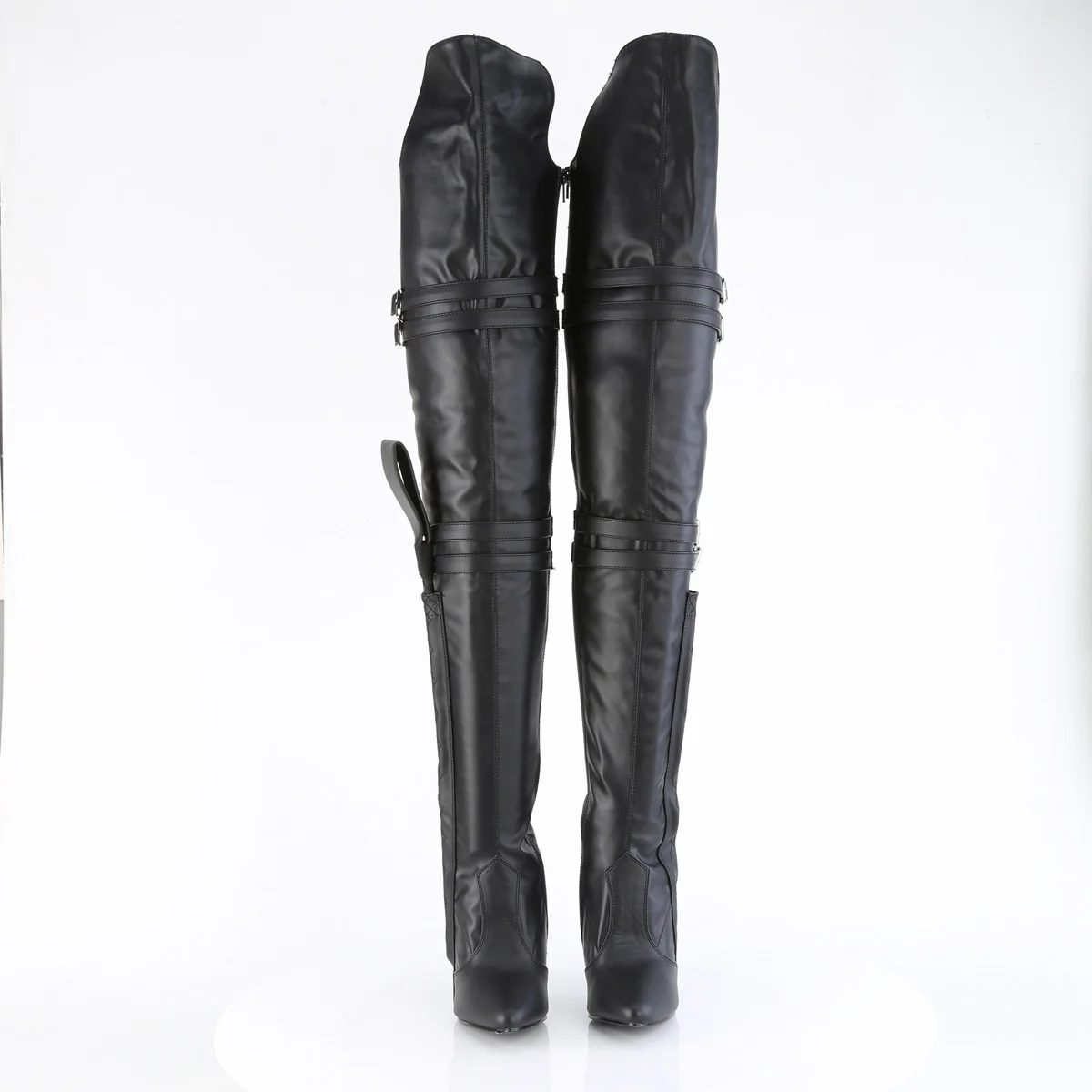 Black Faux Leather 5 Inch Sexy Thigh Boots - Pleaser SEDUCE-3080 - Image 2