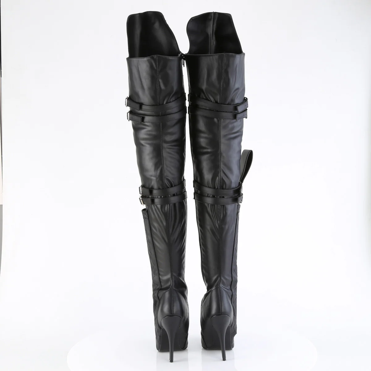 Black Faux Leather 5 Inch Sexy Thigh Boots - Pleaser SEDUCE-3080 - Image 4